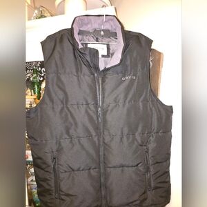 Orvis Black Quilted Puffer Vest Men's Size Large L Zip Pockets Lined Full Zip